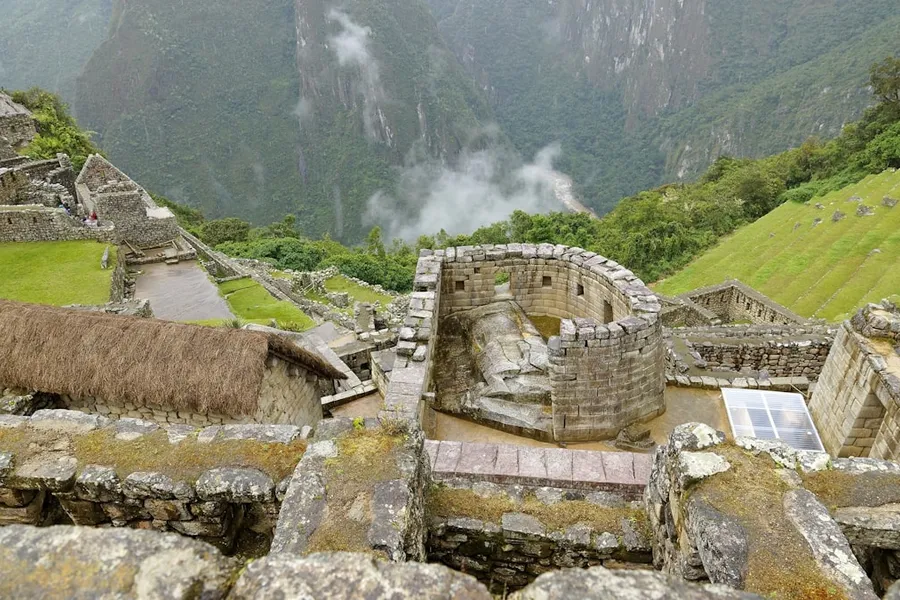 Machu Picchu citadel in morning mist