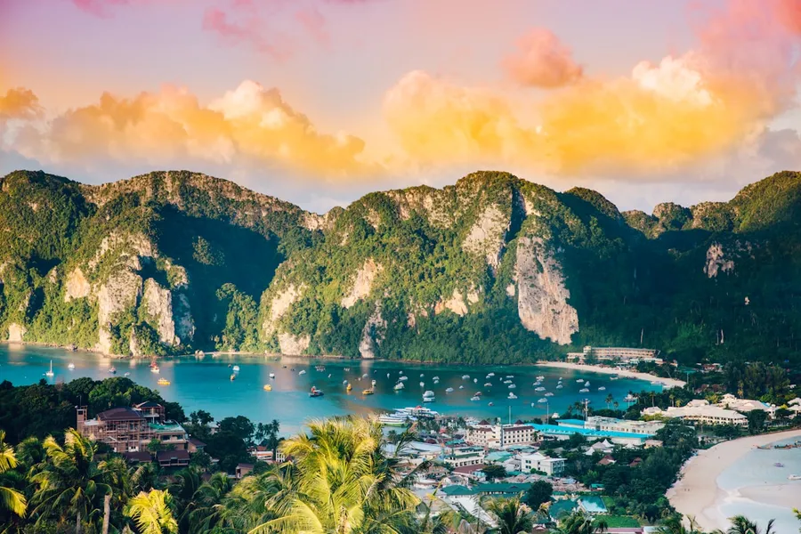 Phi Phi Islands viewpoint at sunset